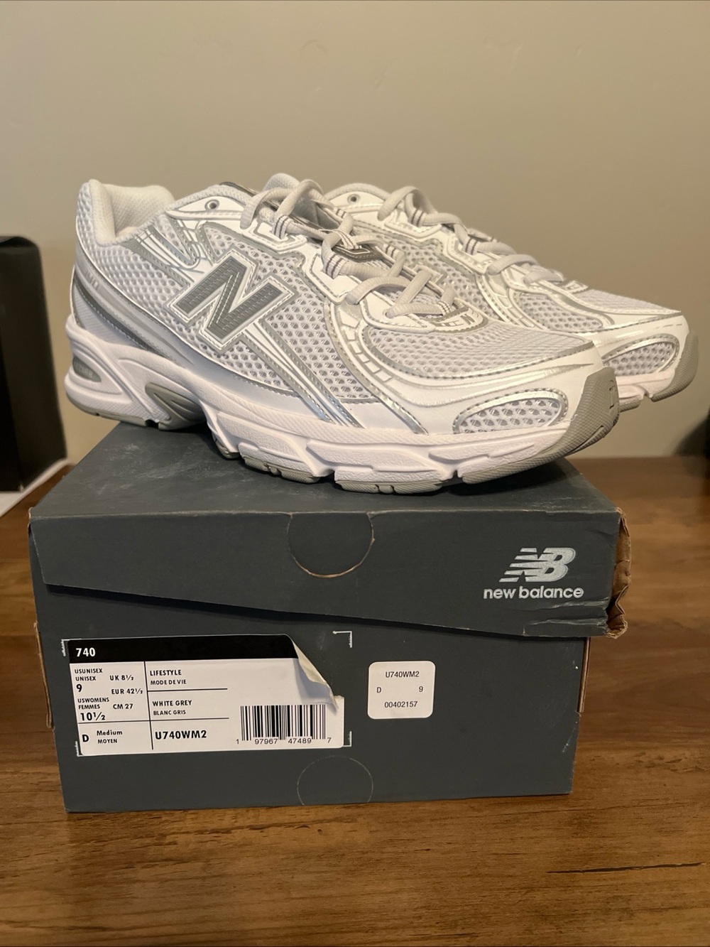New Balance 740 Lifestyle White and Grey Athletic Sneakers